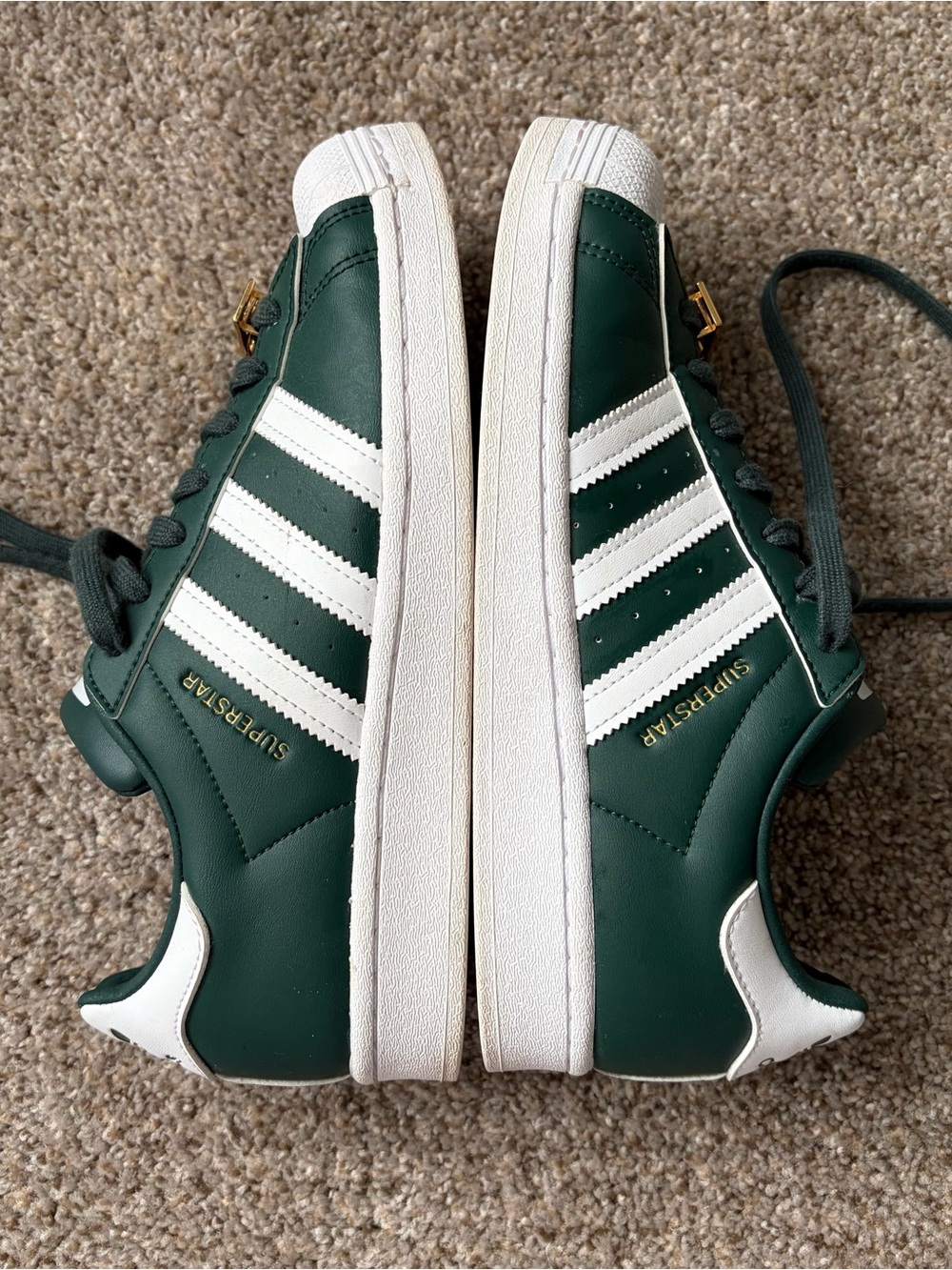 Adidas Green and White Superstar Sneakers - Picture 5 of 7